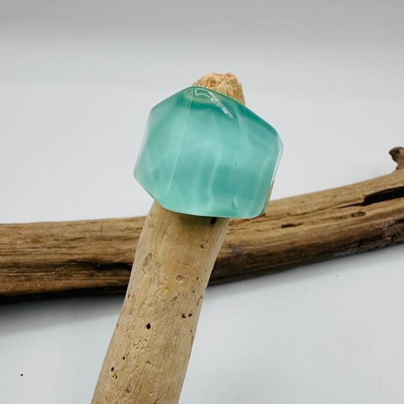 Sea-Blue Resin Statement Ring - Picture 1 of 4
